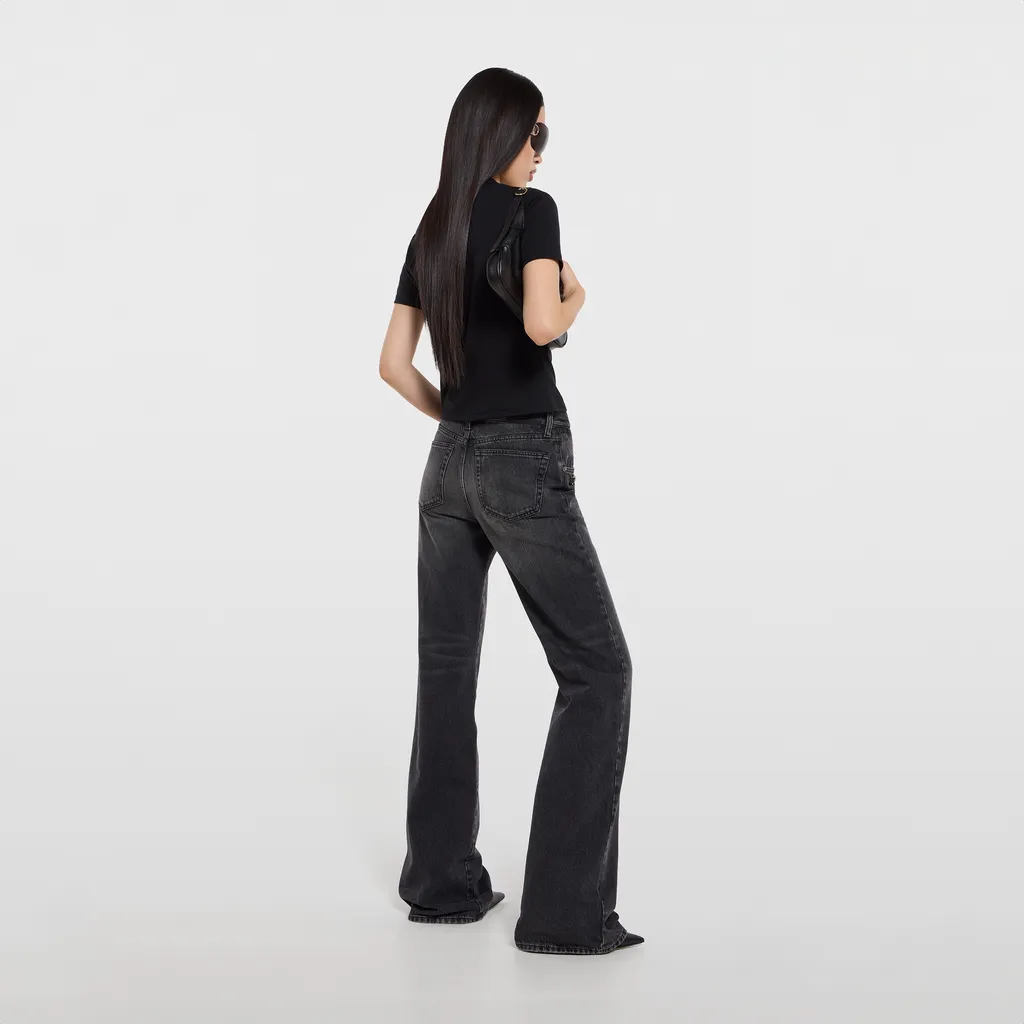 Cotton Denim Pants With Horsebit