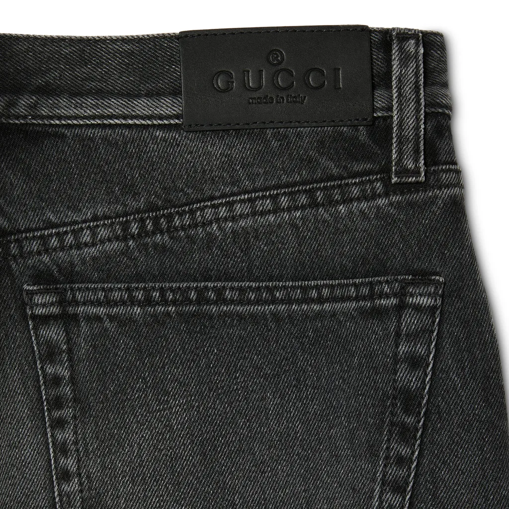 Cotton Denim Pants With Horsebit