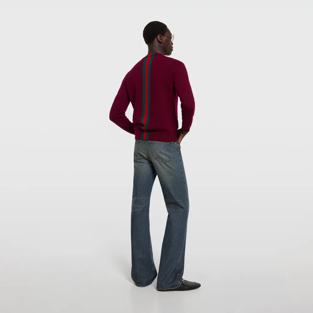 Knit Wool Sweater With Web Intarsia