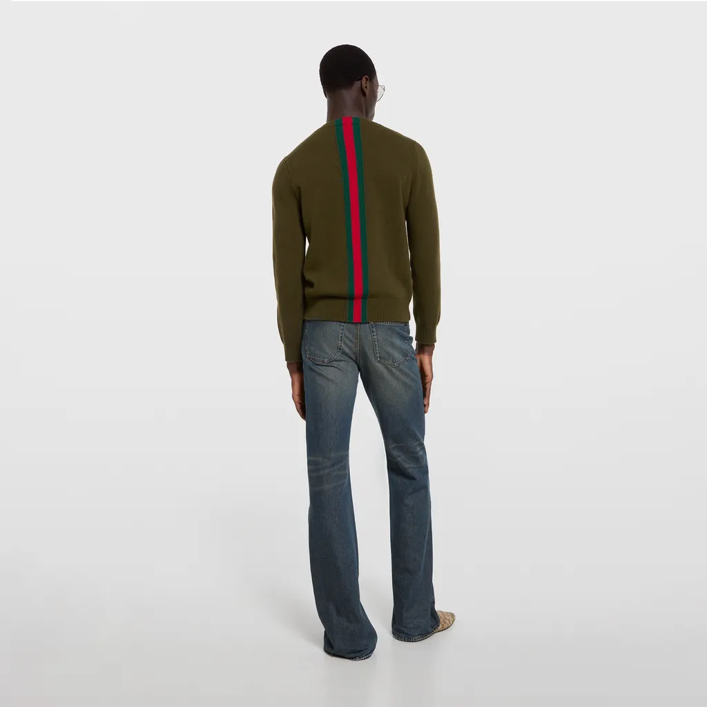 Knit Wool Sweater With Web Intarsia