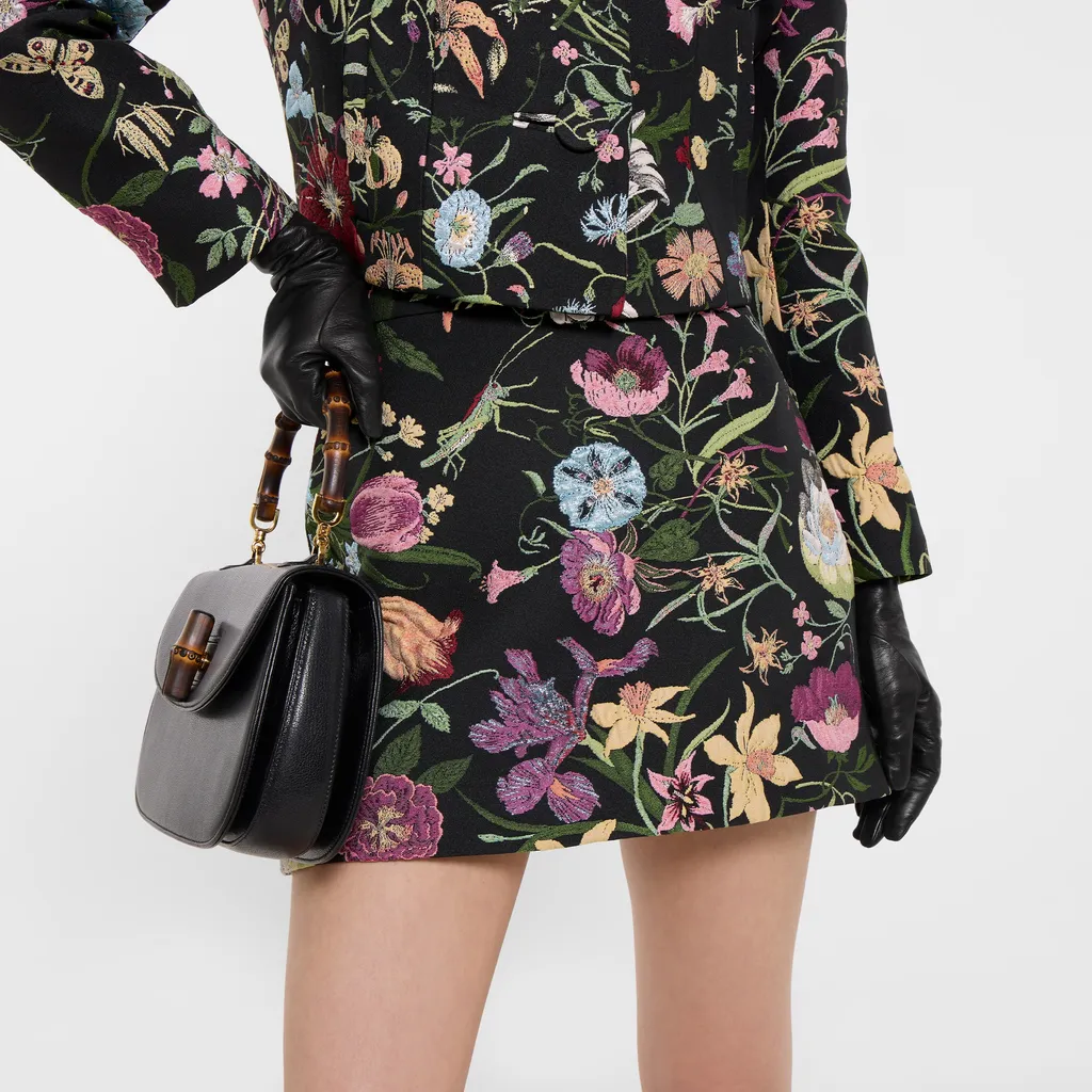 Gucci Flora Silk Brocade Mini Skirt