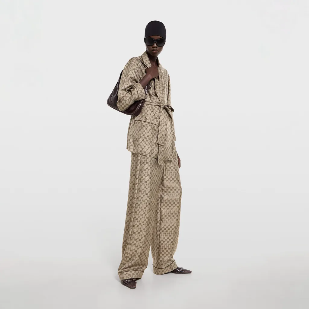 Printed Silk Twill Leisure Pants
