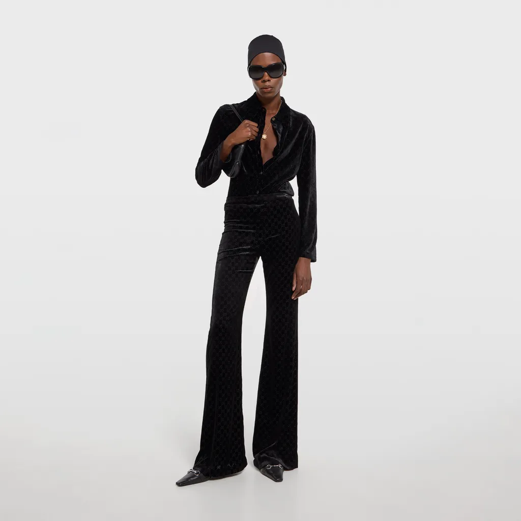 Gg Stretch Devoré Velvet Shirt