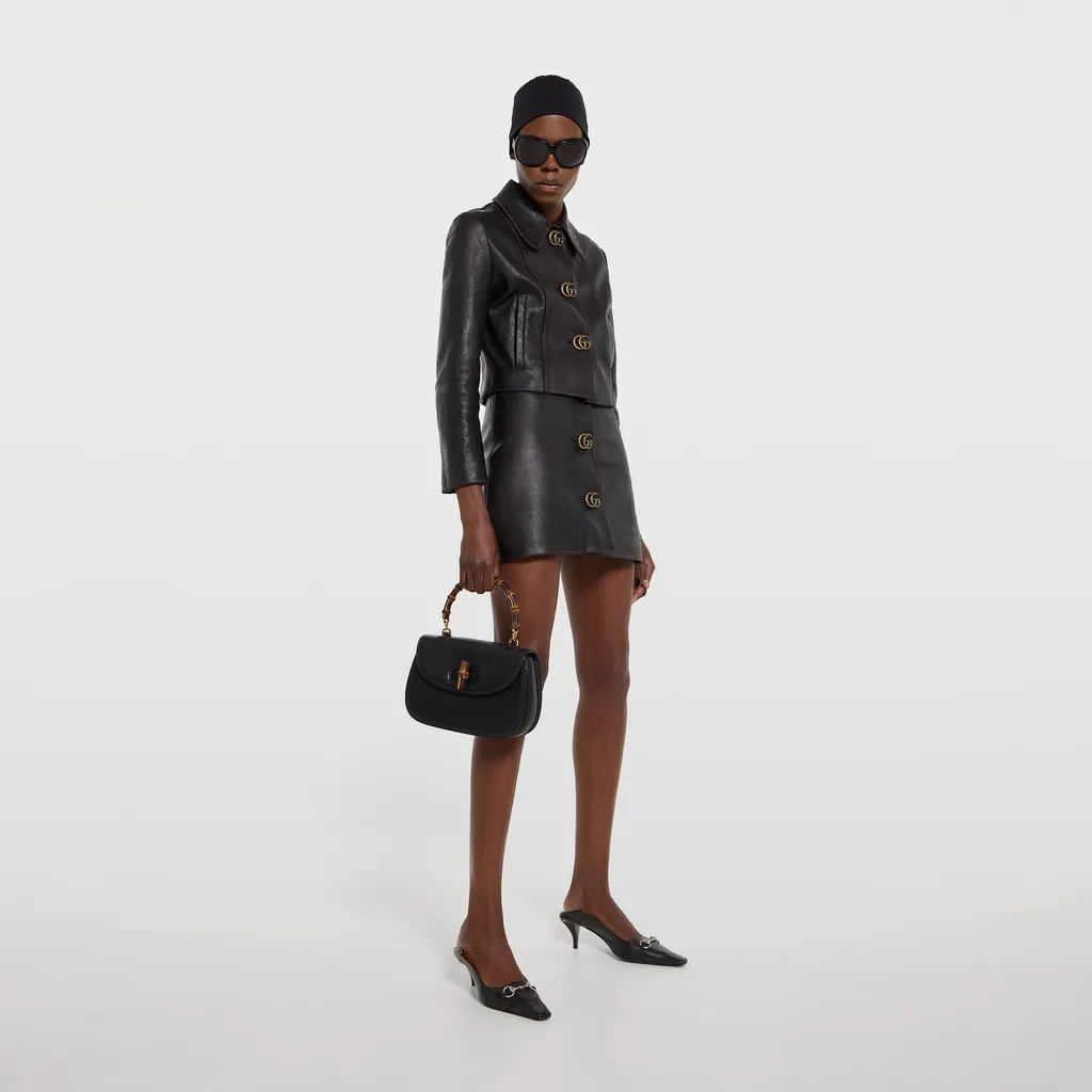 Leather With Aged Effect Mini Skirt