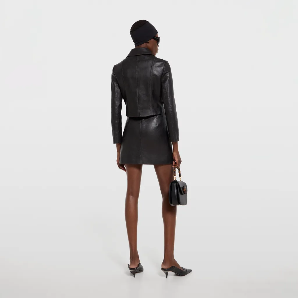 Leather With Aged Effect Mini Skirt