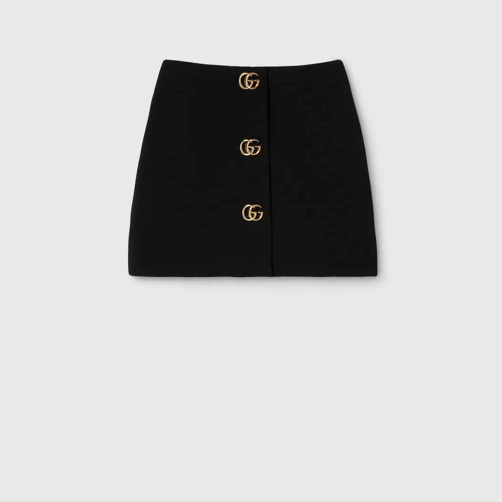 CrÊPe Wool Skirt With Double G Button