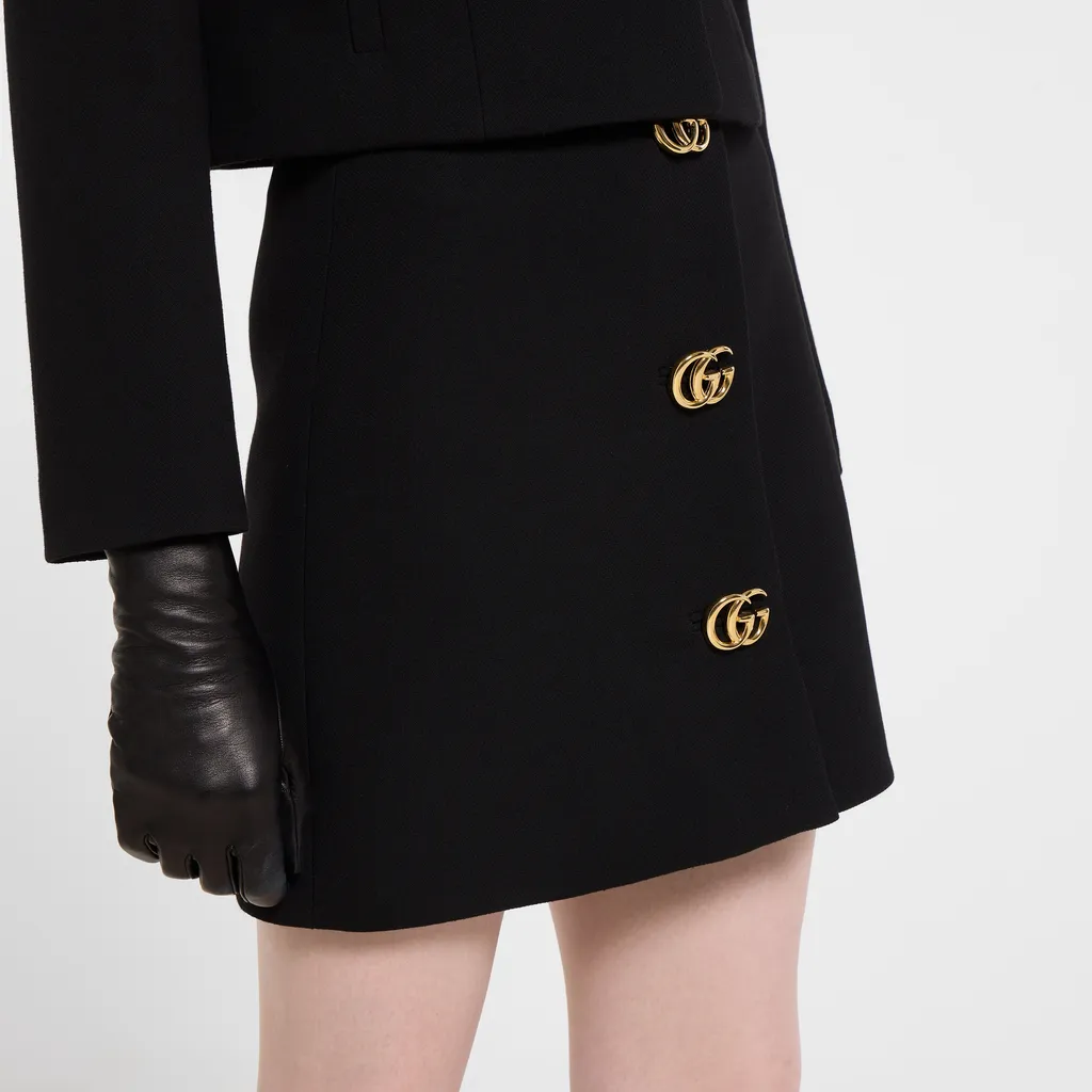 CrÊPe Wool Skirt With Double G Button