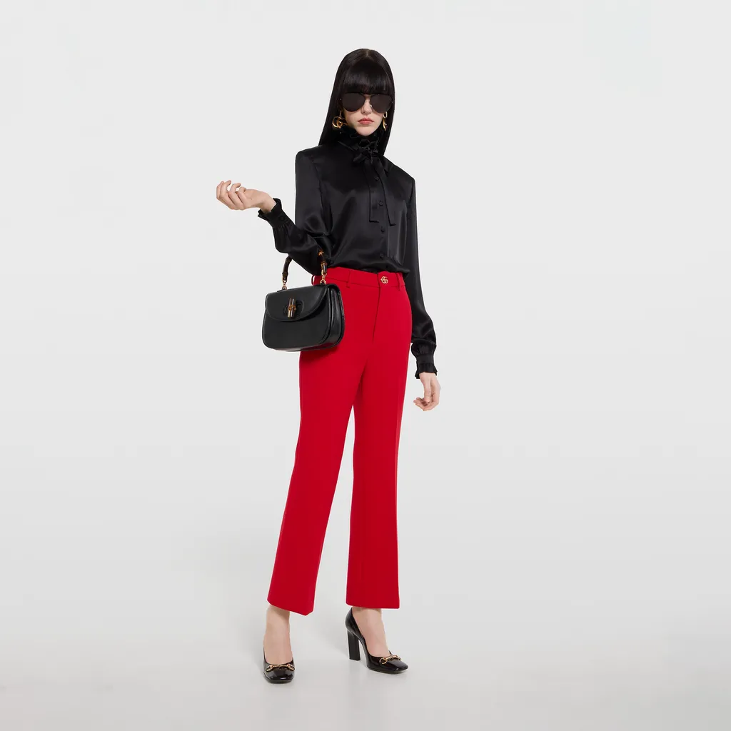 CrÊPe Wool Pants With Double G Button
