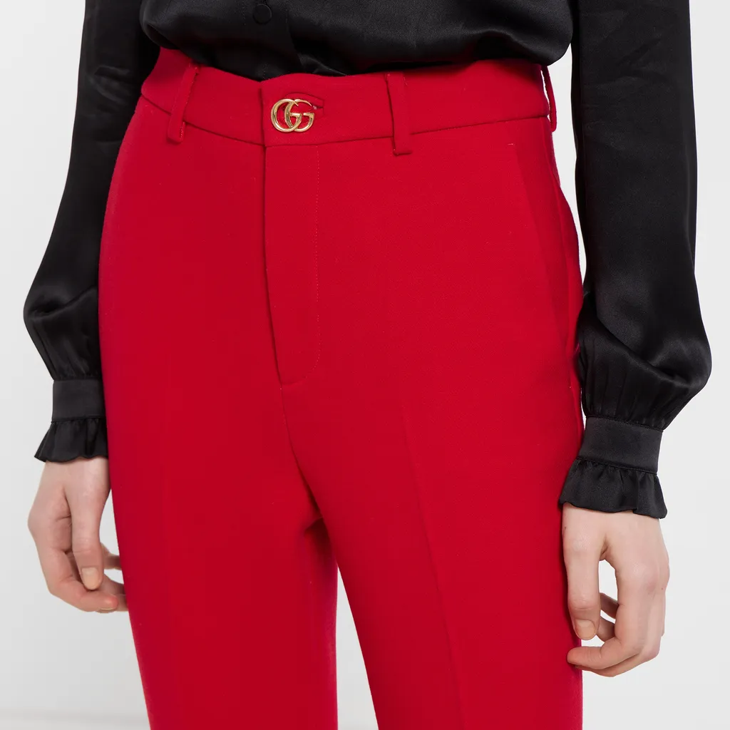 CrÊPe Wool Pants With Double G Button