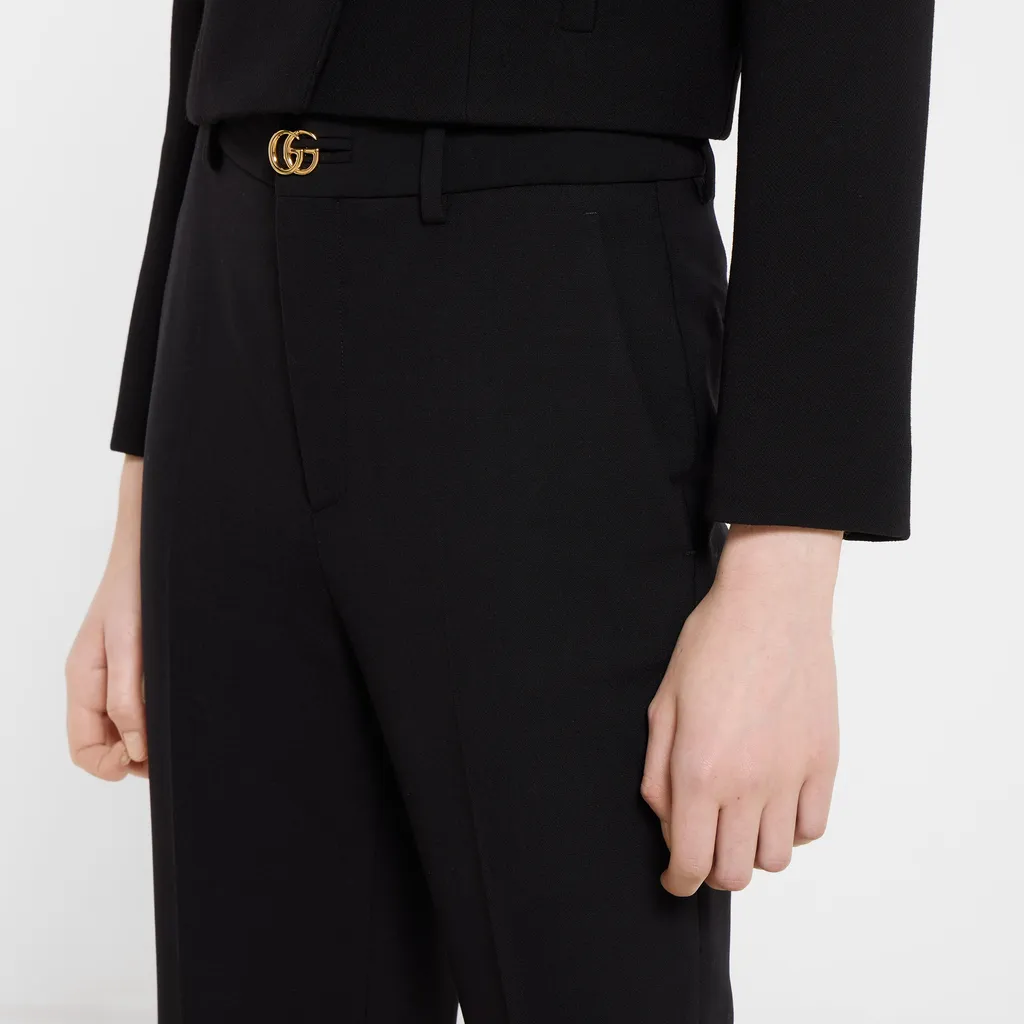 CrÊPe Wool Pants With Double G Button