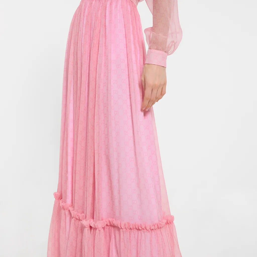 Printed Silk Chiffon Long Skirt