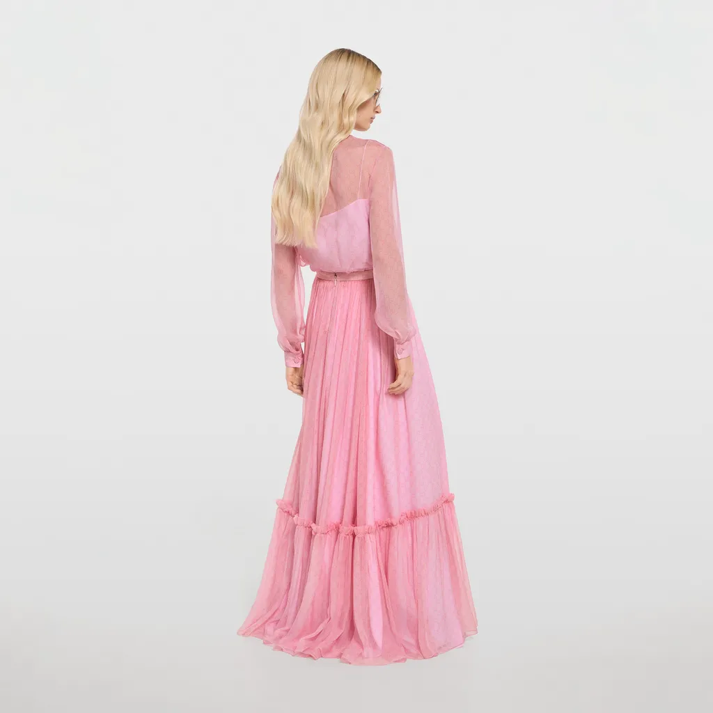 Printed Silk Chiffon Long Skirt