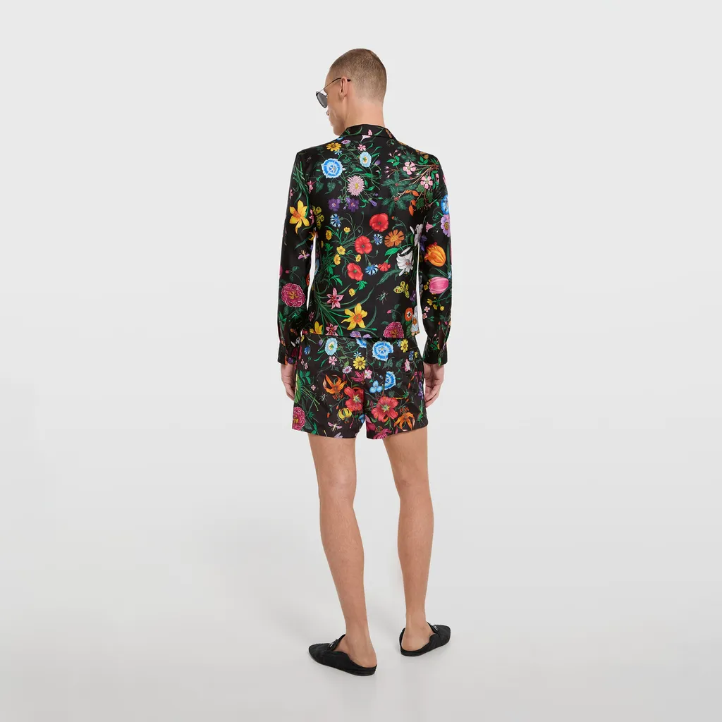 Printed Silk Twill Bowling Shirt