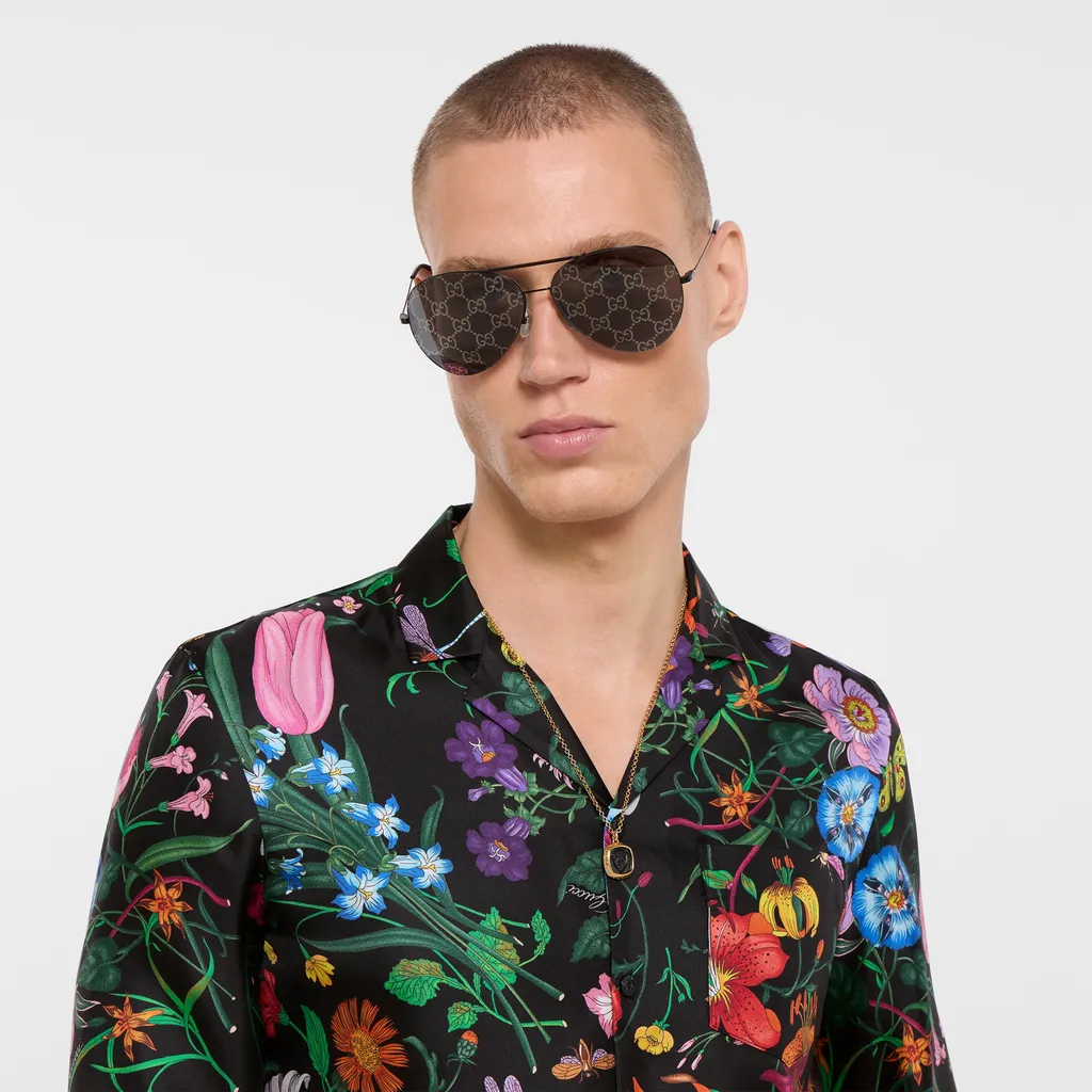 Printed Silk Twill Bowling Shirt