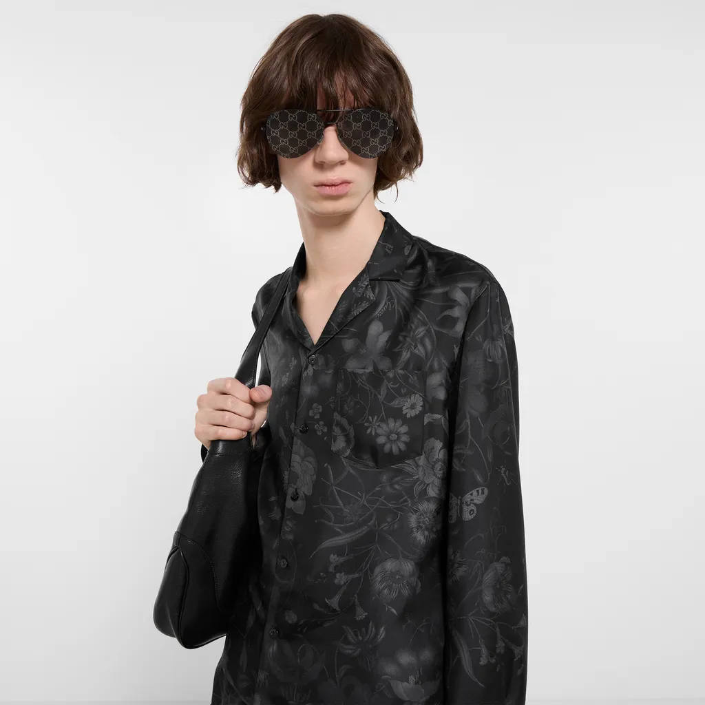 Printed Silk Twill Bowling Shirt