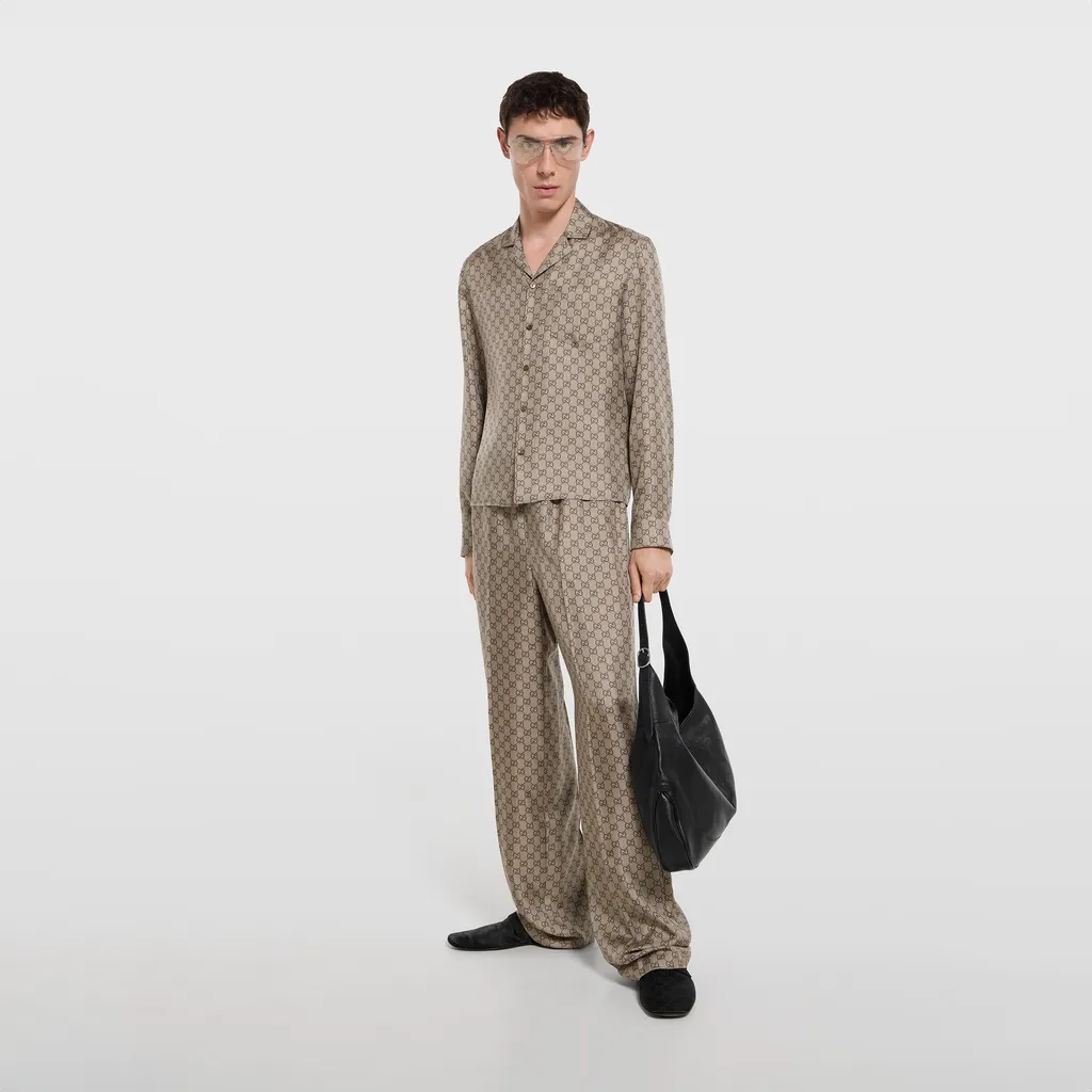 Printed Silk Twill Bowling Shirt