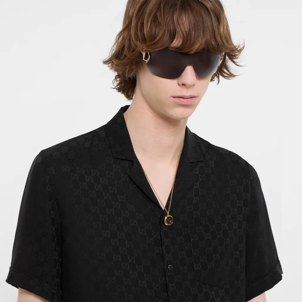 Gg Silk Jacquard Bowling Shirt
