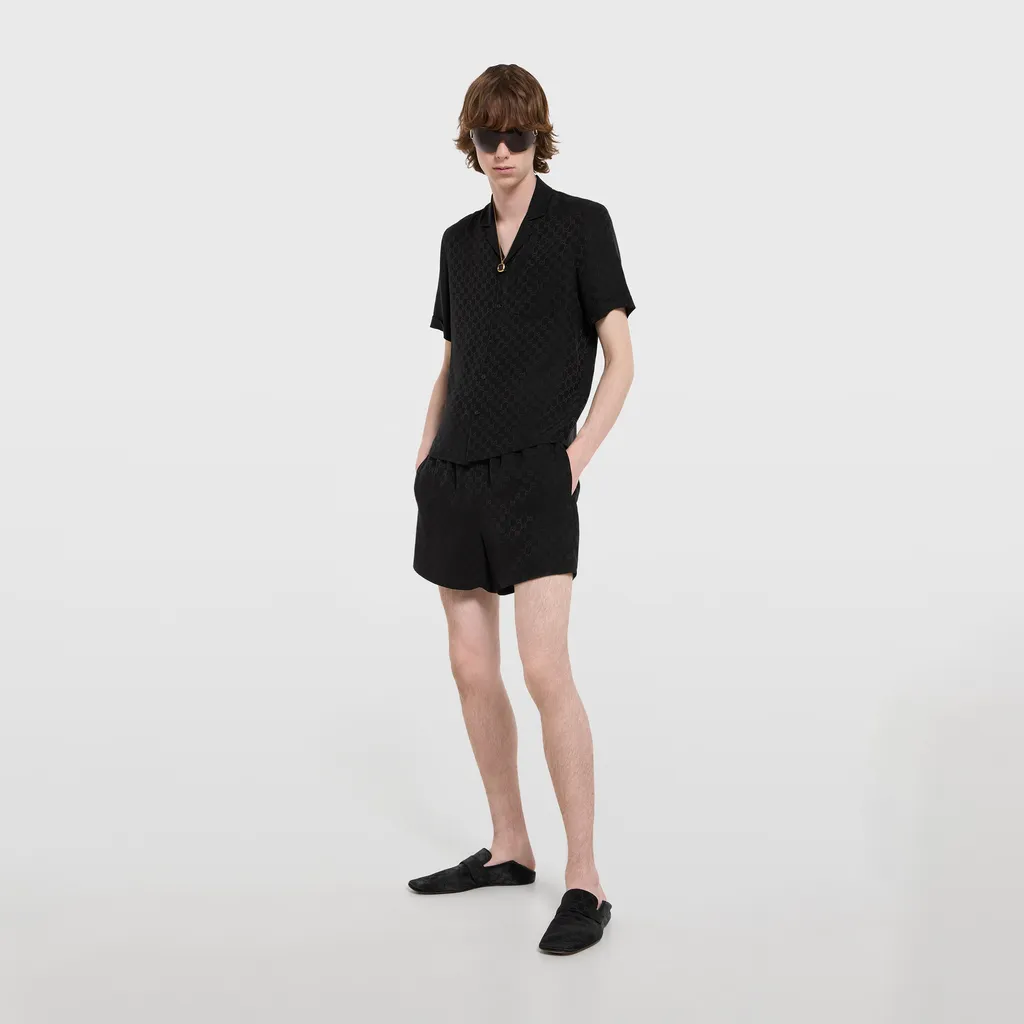Gg Silk Jacquard Bowling Shirt