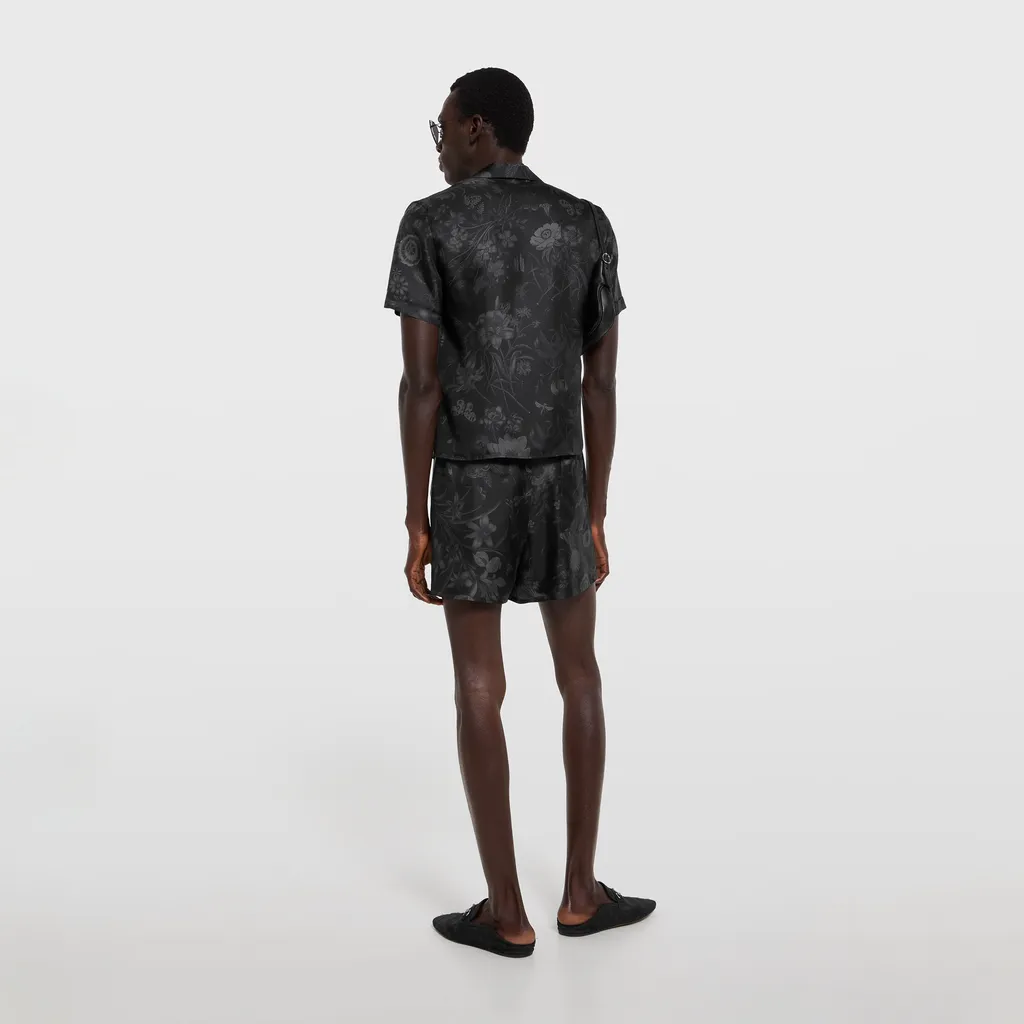 Printed Silk Twill Bowling Shirt