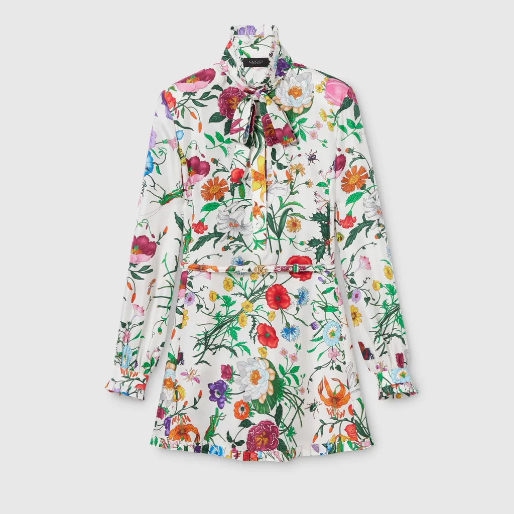 Printed Silk Twill Dress