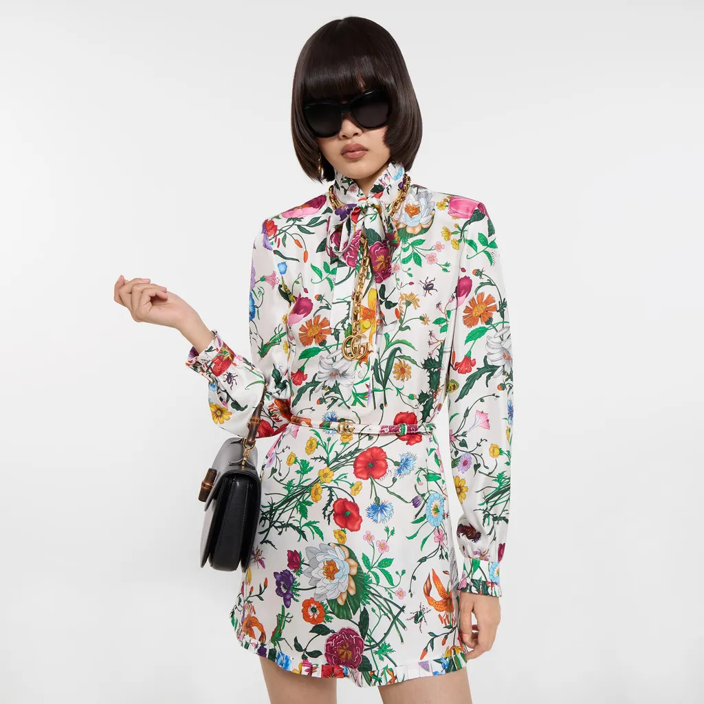 Printed Silk Twill Dress