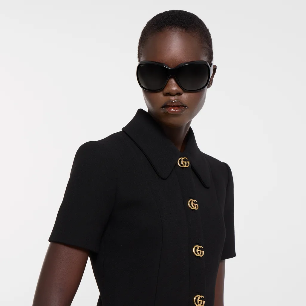 CrÊPe Wool Dress With Double G Button