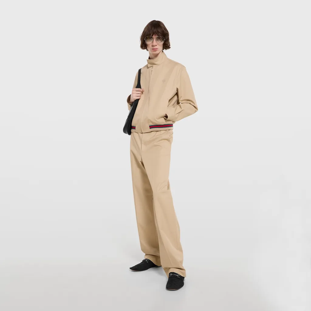 Cotton Twill Pants With Embroidery
