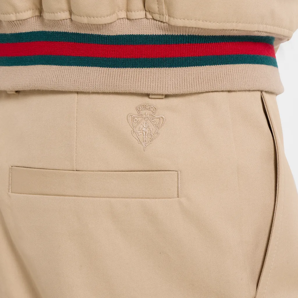 Cotton Twill Pants With Embroidery