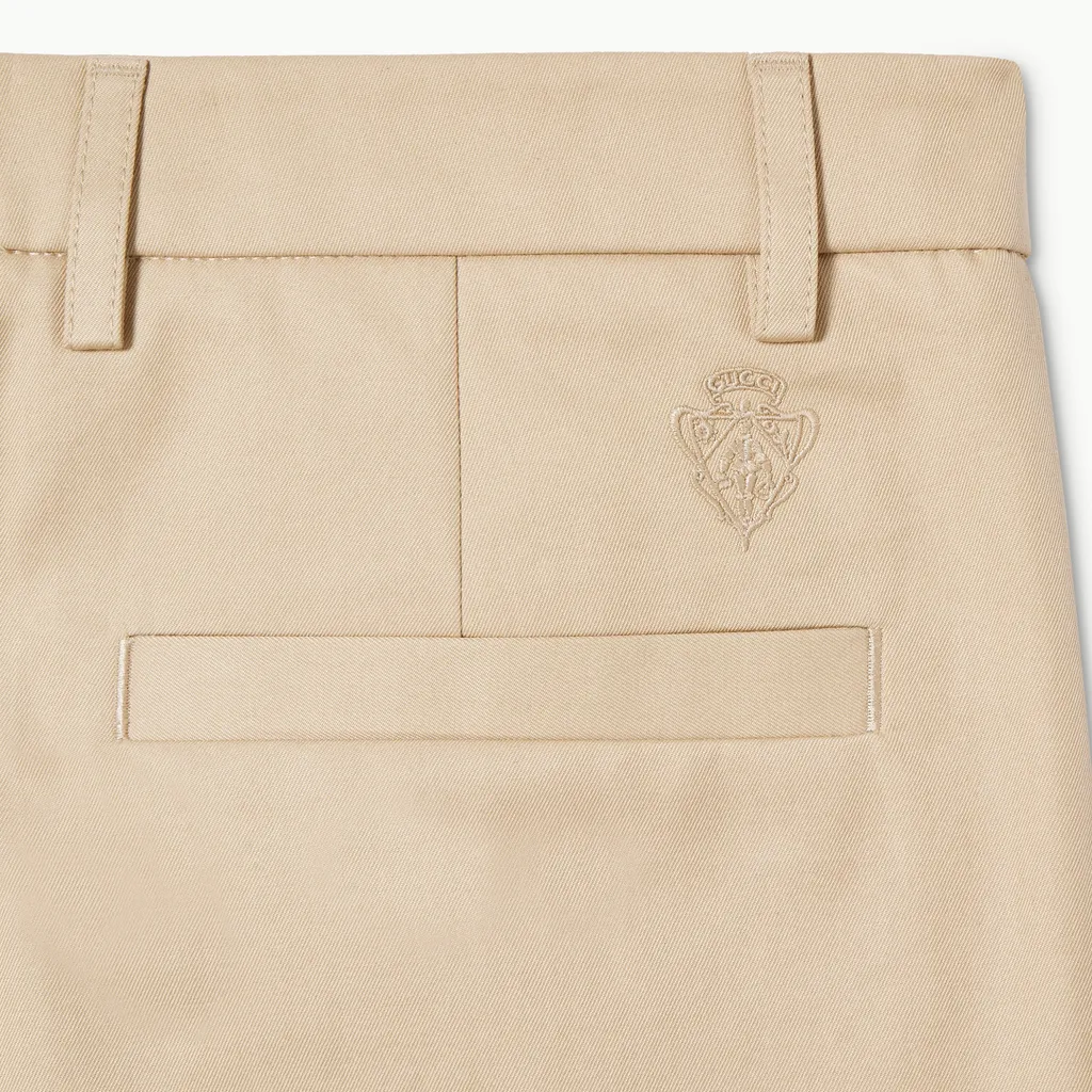Cotton Twill Pants With Embroidery