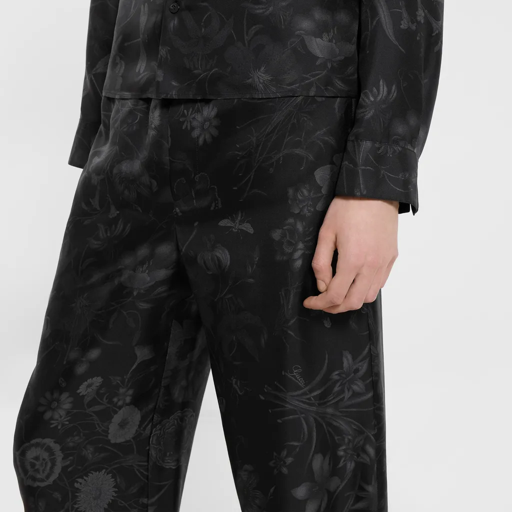 Printed Silk Twill Pants