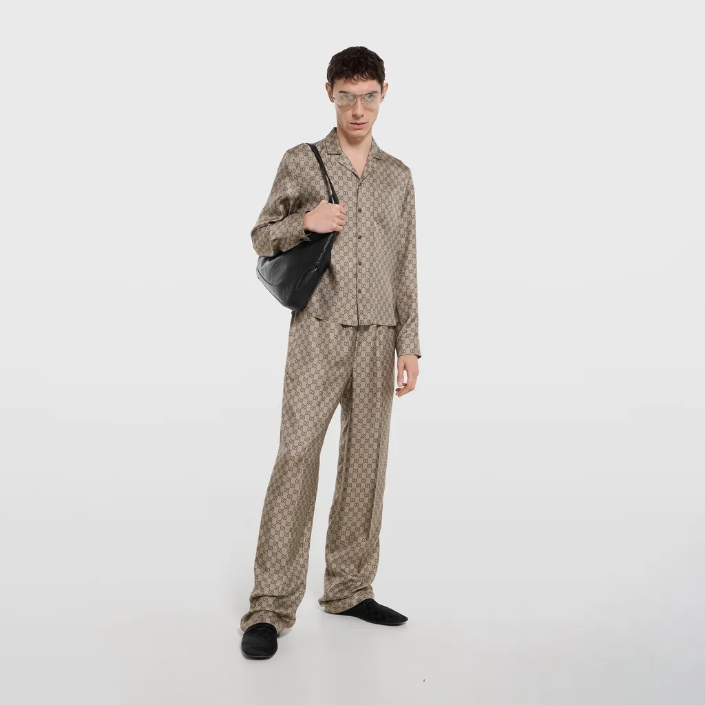 Printed Silk Twill Pants
