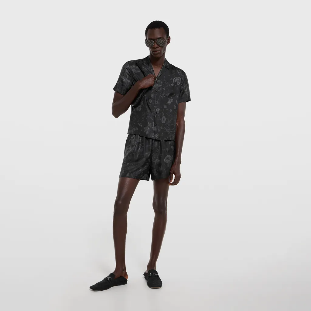 Printed Silk Twill Shorts