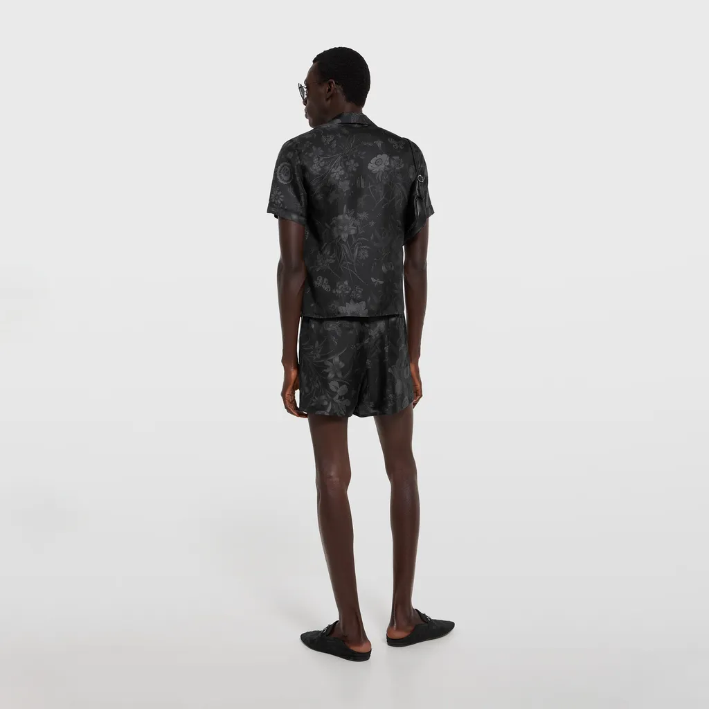 Printed Silk Twill Shorts