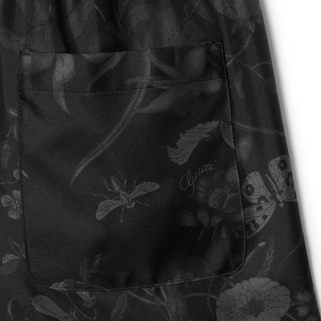 Printed Silk Twill Shorts