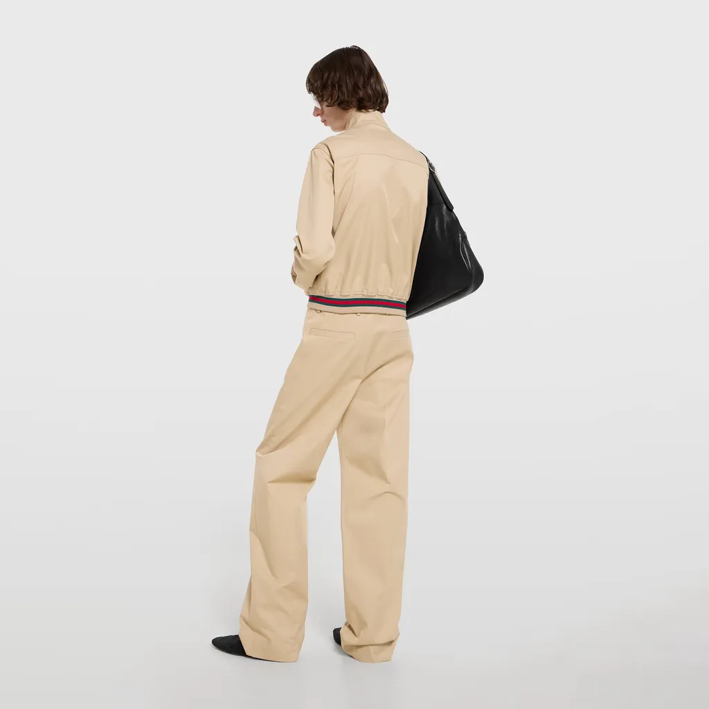 Cotton Twill Zip Jacket With Web