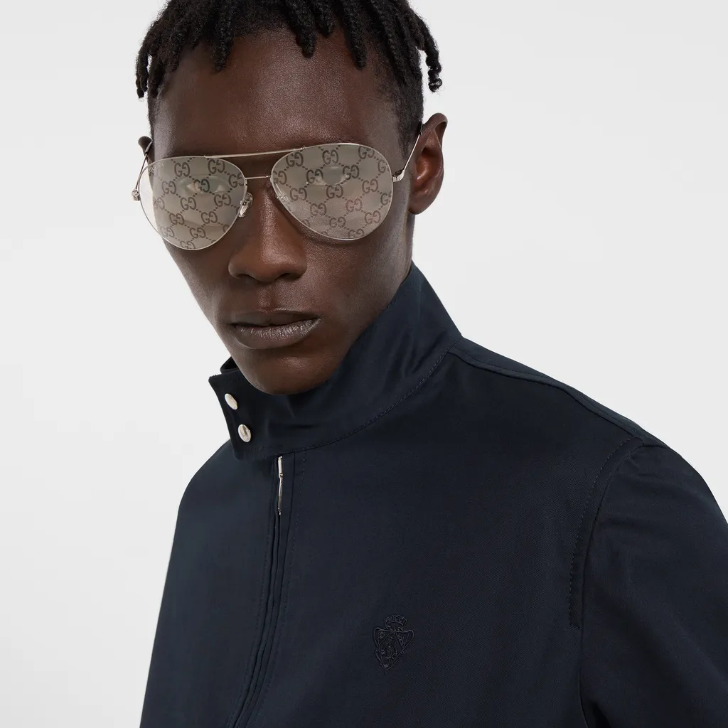Cotton Twill Zip Jacket With Web