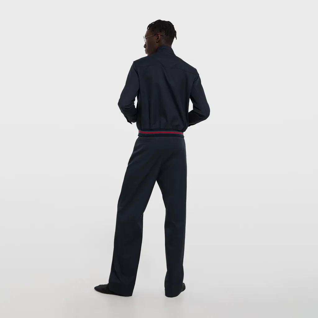 Cotton Twill Zip Jacket With Web
