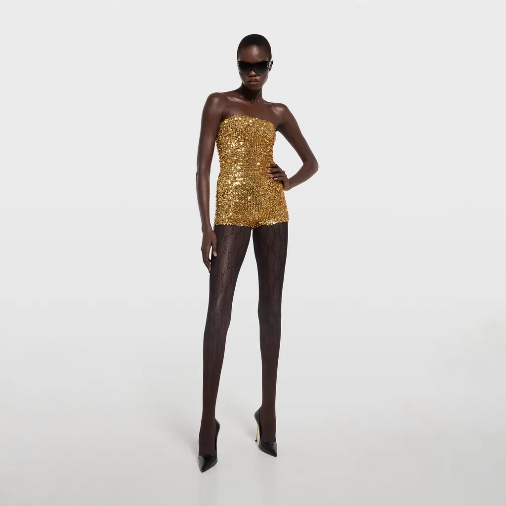 Embroidered Sequin Elastic Fabric Jumpsuit