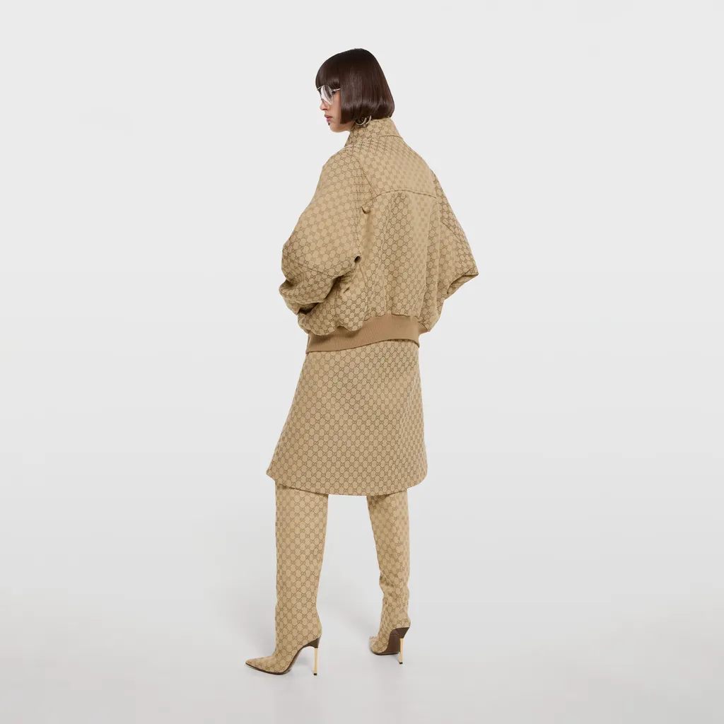 Gg Cotton Canvas Fabric Zip Jacket