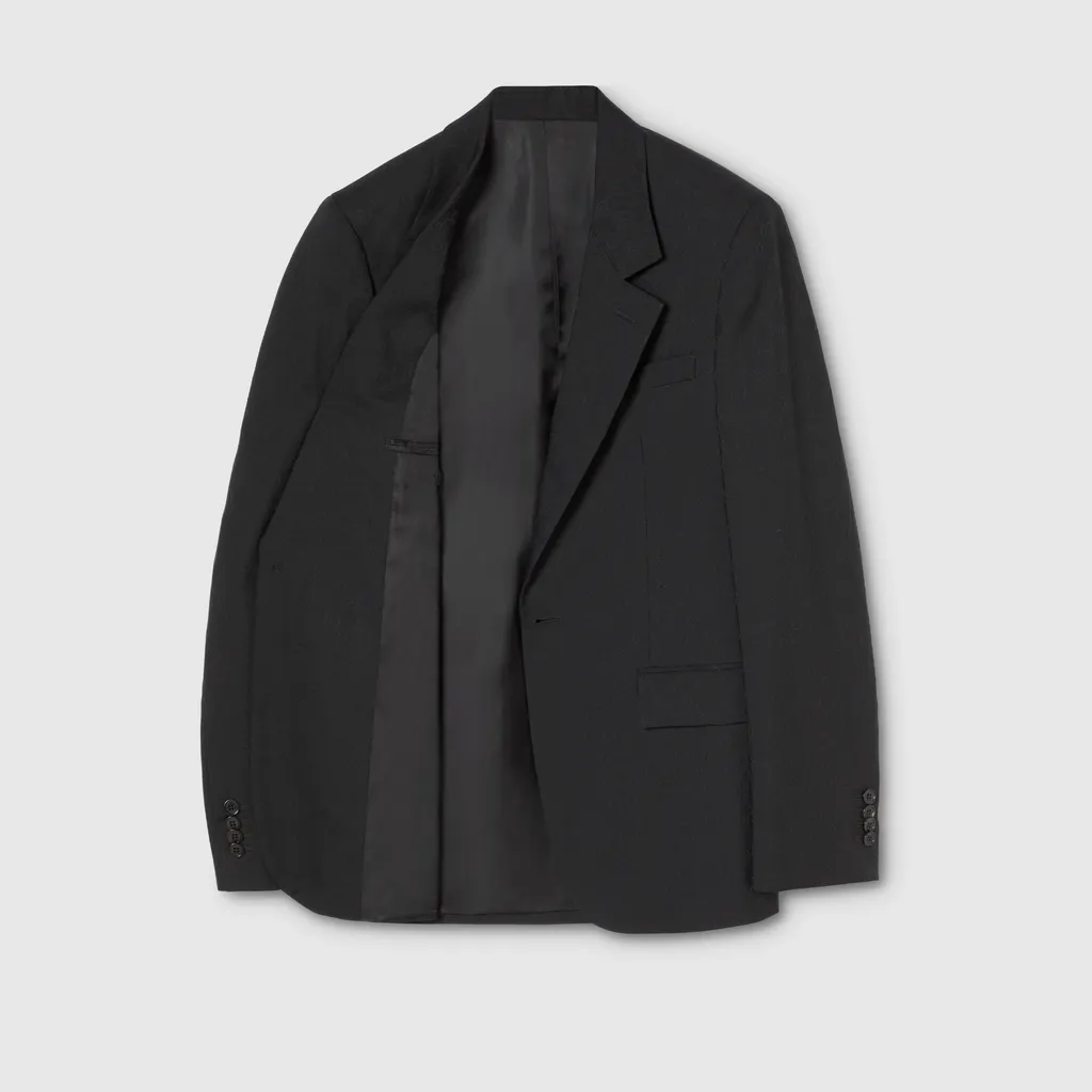 Single-Breasted Gg Wool Jacket
