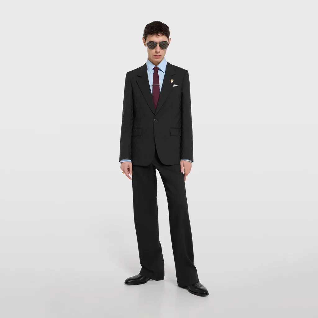 Single-Breasted Gg Wool Jacket