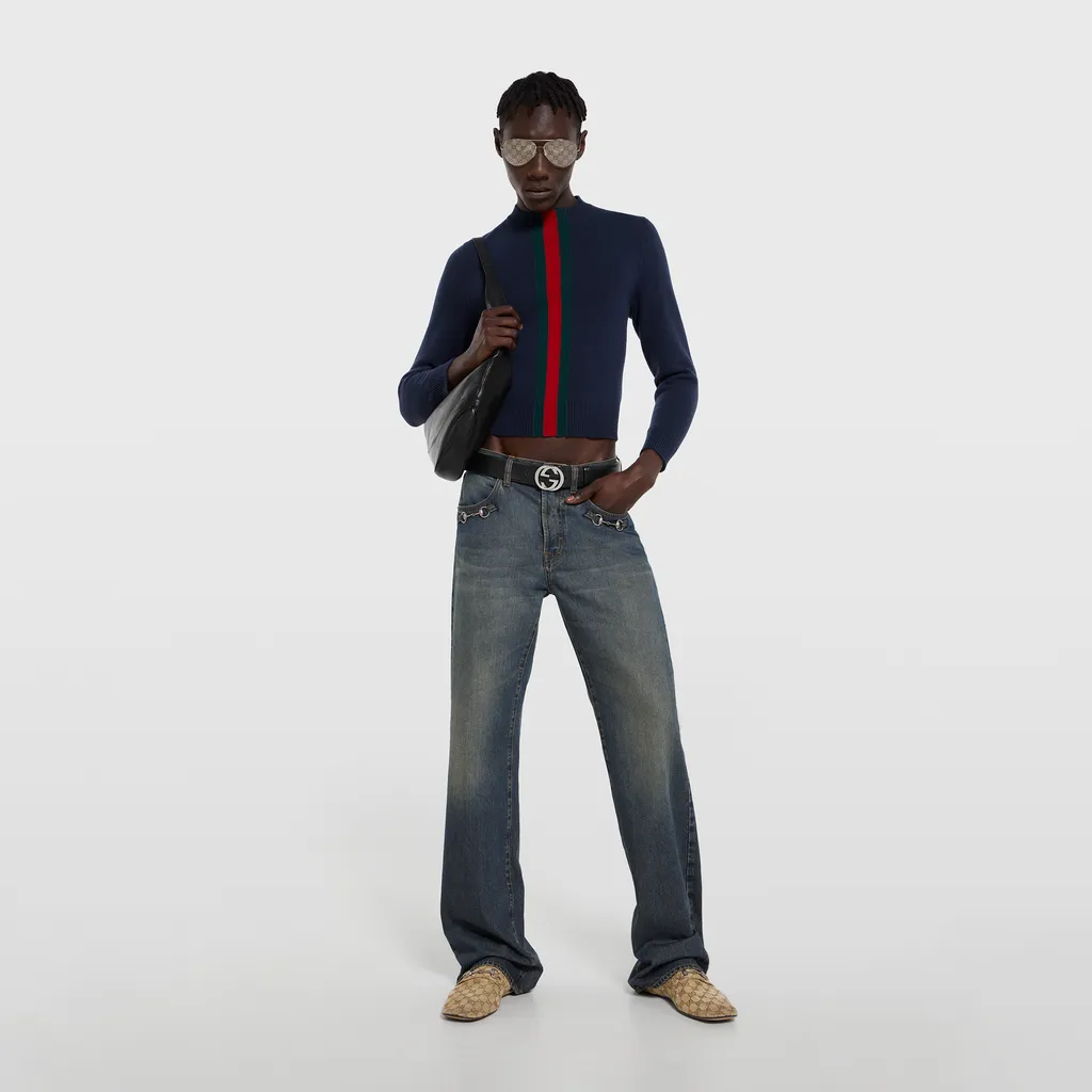 Fine Knit Wool Sweater With Web
