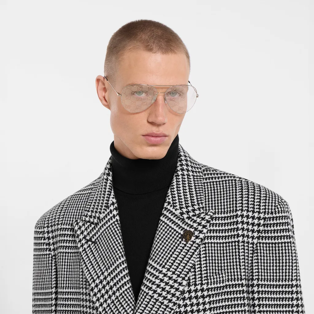 Double-Breasted Prince Of Wales Wool Coat
