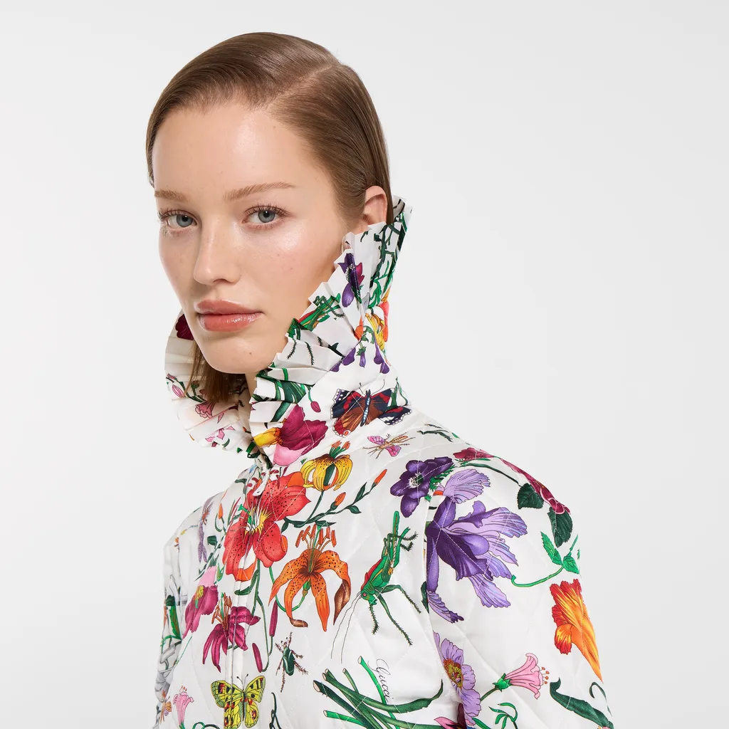 Printed Quilted Twill Long Dress