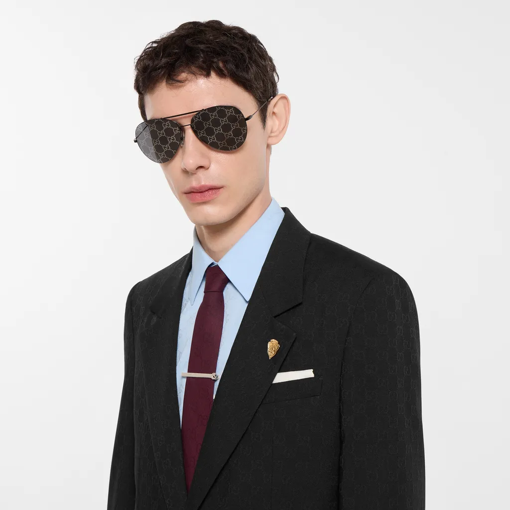 Gg Cotton Silk Pocket Square