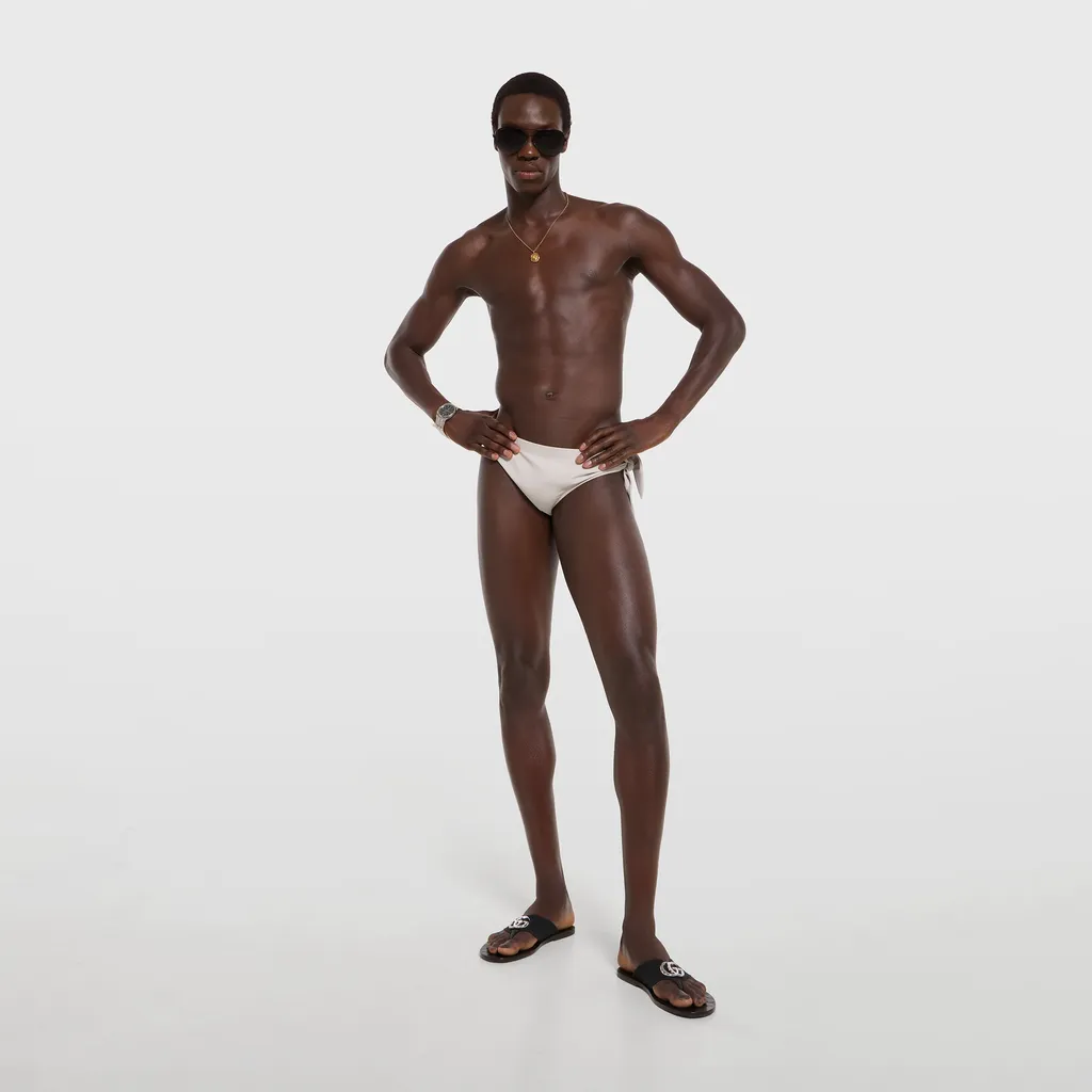 Stretch Jersey Swim Briefs With Knot
