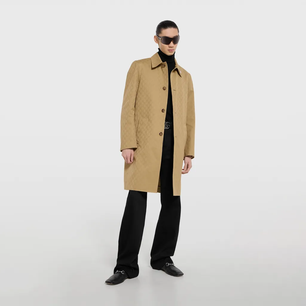 Gg Cotton Gabardine Coat