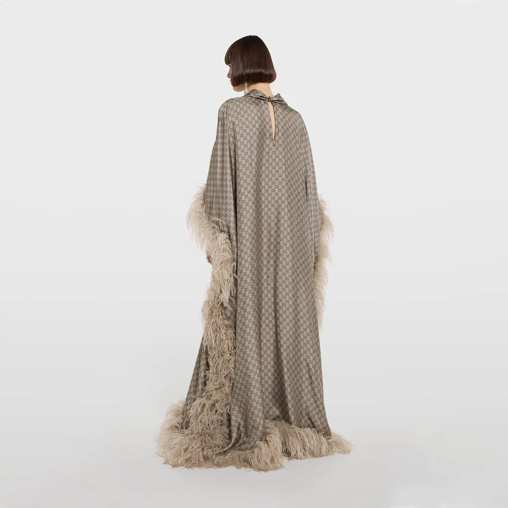 Printed Silk Twill Long Dress