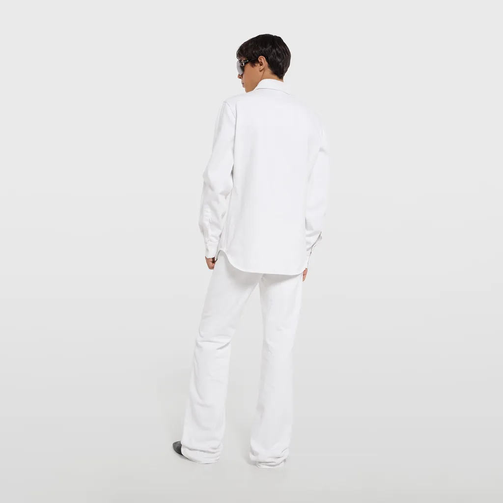 Cotton Denim Pants With Horsebit Detail