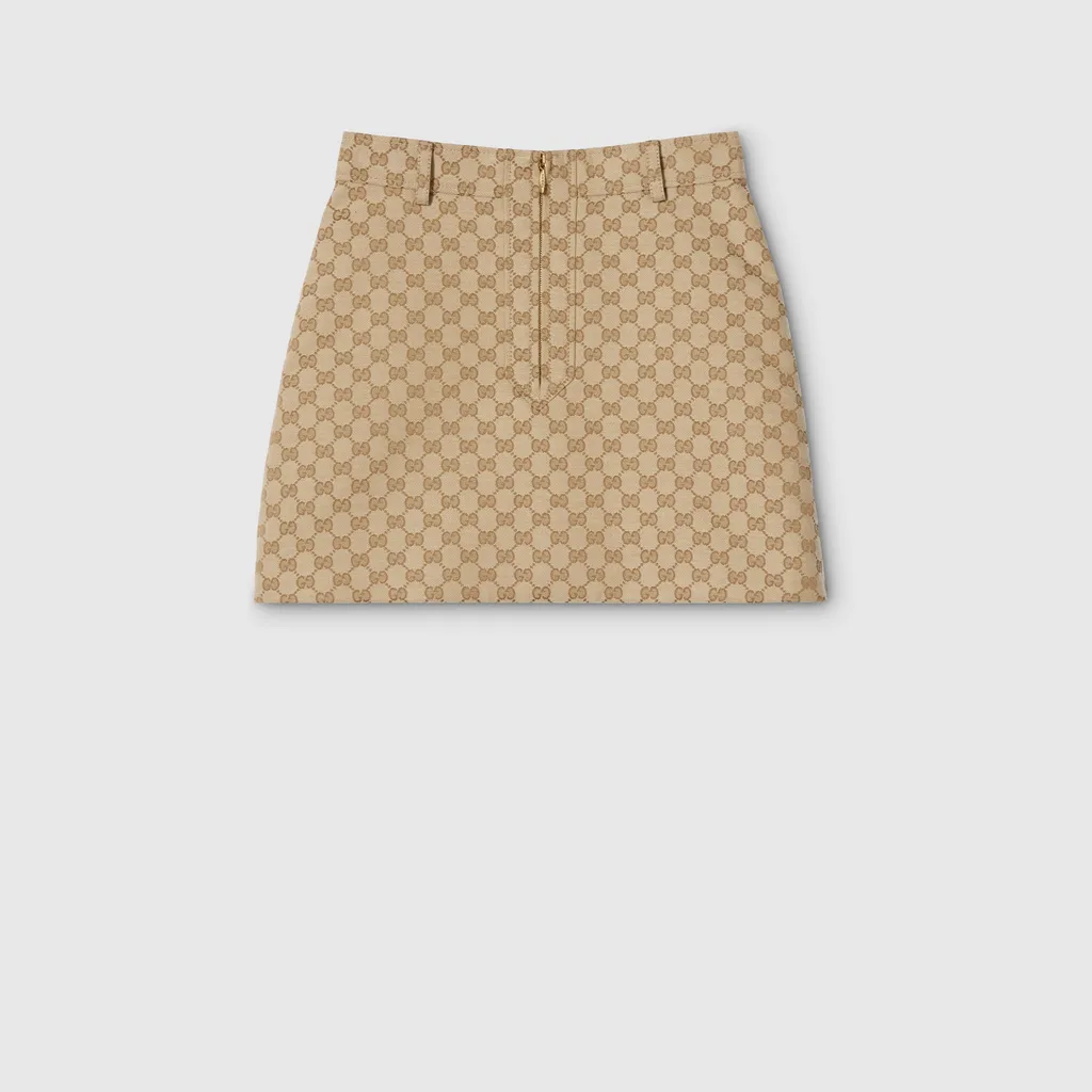 Gg Cotton Canvas Jacquard Fabric Skirt